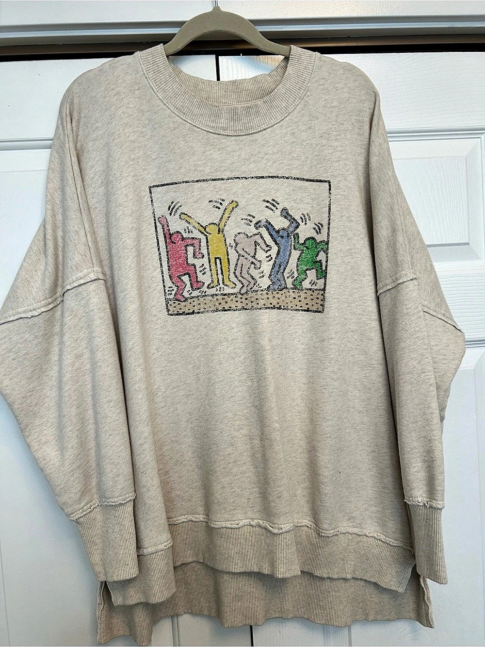 Aerie The Chill Crew Keith Haring Sweatshirt Graphic Sweatshirt Beige